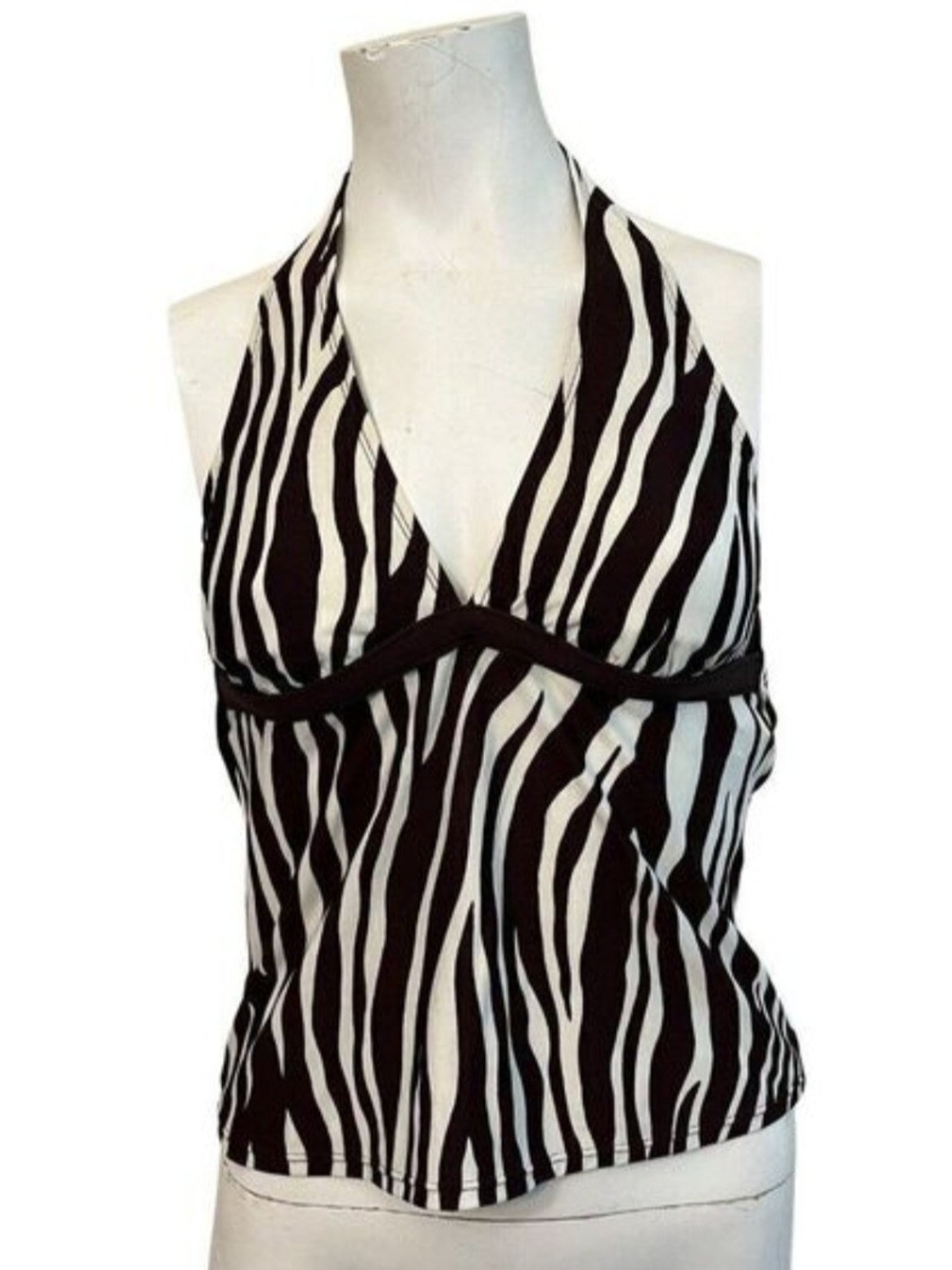 Speedo Black and White Zebra Halter Top